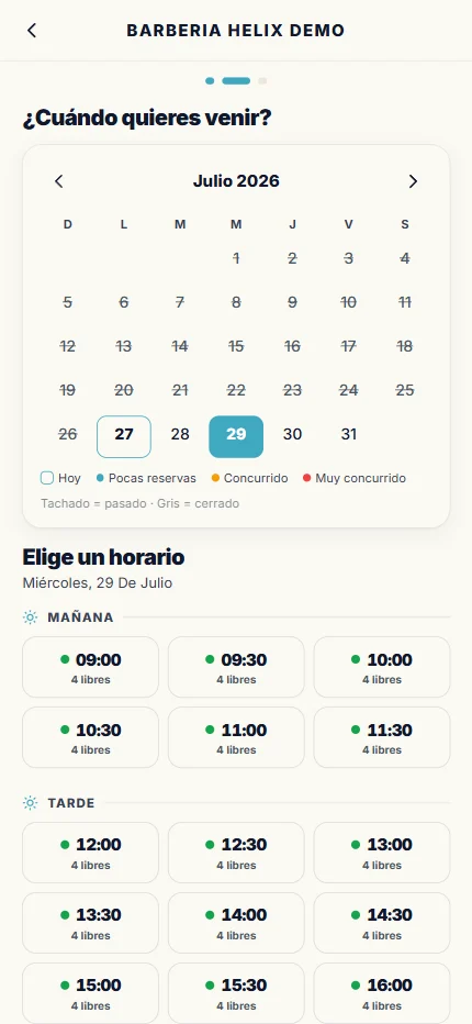 Calendario para agendar una cita con un profesional