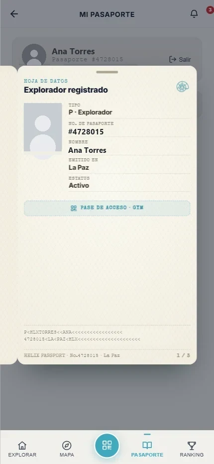 Hoja de datos del pasaporte del explorador
